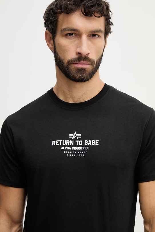 Alpha Industries t-shirt bawełniany Return To Base czarny 266506