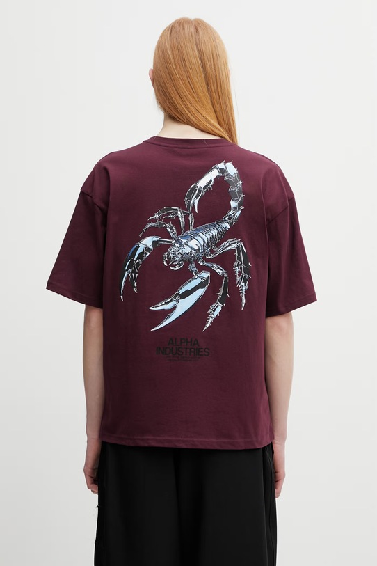 Odzież Alpha Industries t-shirt bawełniany Scorpion Cyborg 266515 bordowy