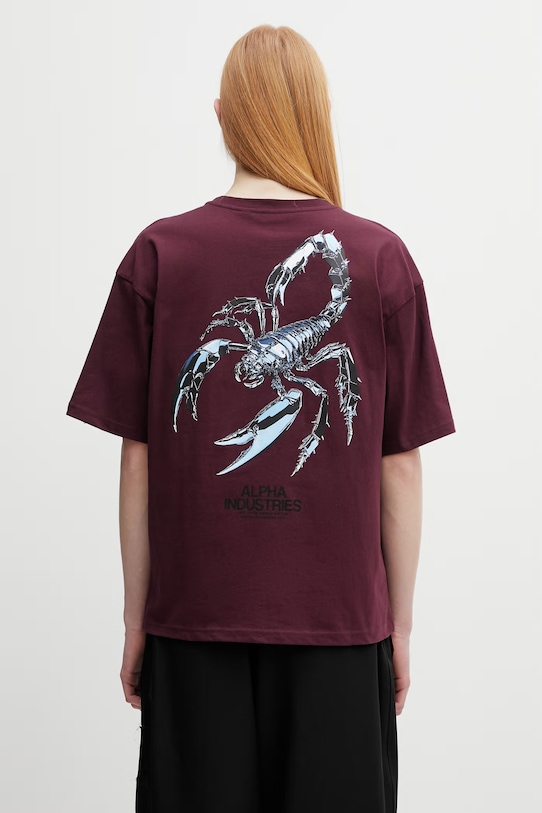 Odzież Alpha Industries t-shirt bawełniany Scorpion Cyborg 266515 bordowy