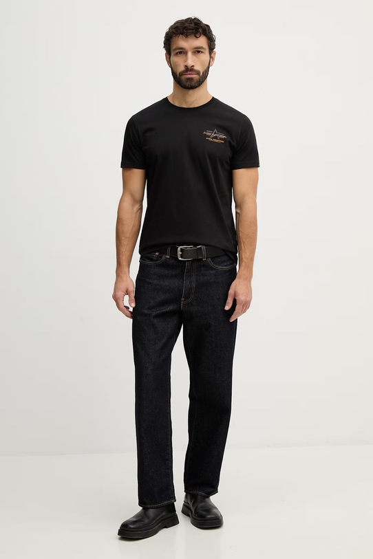 Alpha Industries t-shirt bawełniany Tonal Logo Print 266525 czarny SS26