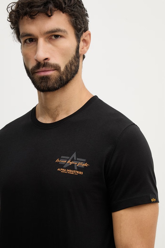 Alpha Industries t-shirt bawełniany Tonal Logo Print czarny 266525