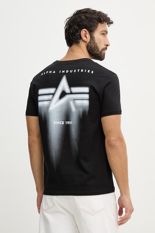 Bavlnené tričko Alpha Industries Spray Print potlač čierna 266526