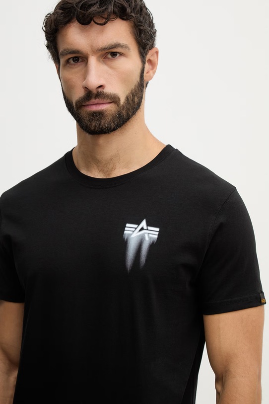 Bavlnené tričko Alpha Industries Spray Print čierna 266526
