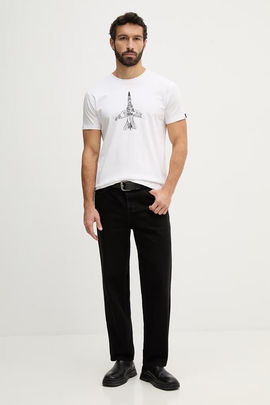 Alpha Industries t-shirt bawełniany Air Force Sketch 266548 biały SS26