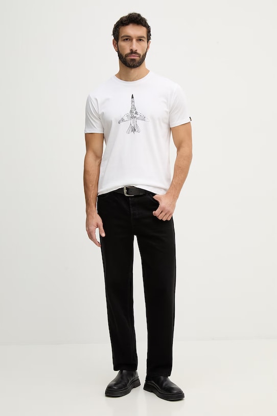 Alpha Industries t-shirt bawełniany Air Force Sketch 266548 biały SS26