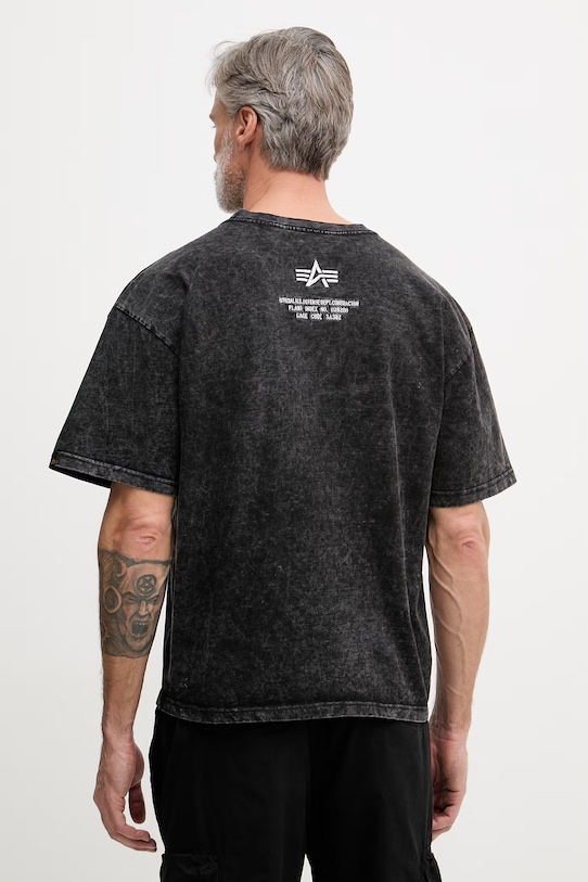 Odzież Alpha Industries t-shirt bawełniany Acid Logo 258519 czarny