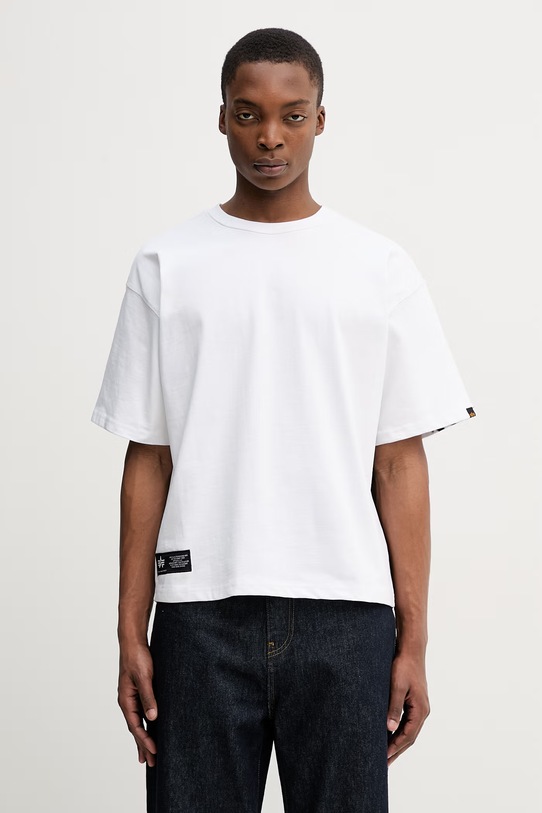 Îmbrăcăminte Alpha Industries tricou pentru bărbați, din bumbac Balaclava Backprint 266504 alb