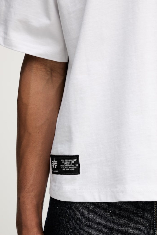 Alpha Industries Balaclava Backprint t-shirt bawełniany męski biały 266504
