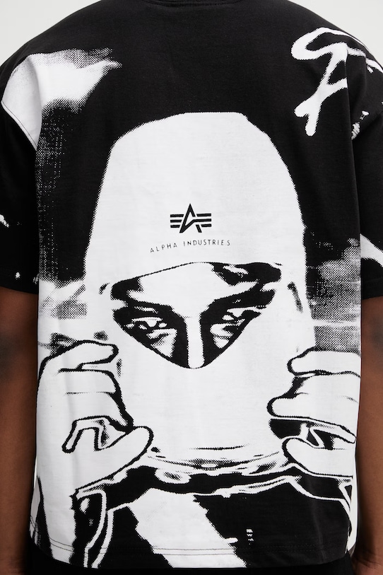 Alpha Industries Balaclava Backprint t-shirt bawełniany męski czarny 266504