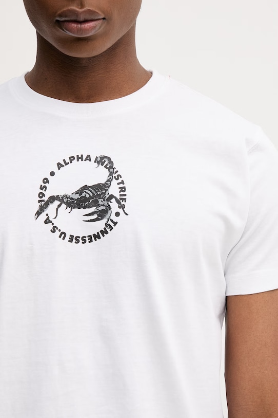 Alpha Industries US Scorpion Backprint t-shirt męski bawełniany biały 266510