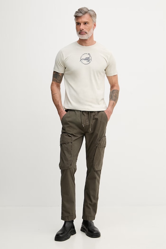 Alpha Industries t-shirt męski bawełniany US Scorpion Backprint 266510 beżowy SS26