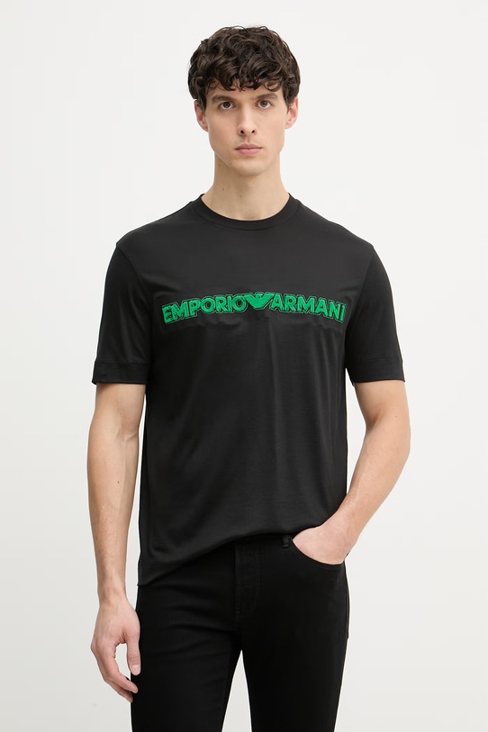 Emporio Armani t-shirt męski z lyocellem czarny EM004520.AF13747