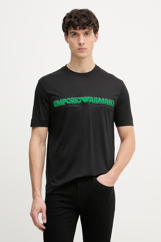 Emporio Armani t-shirt męski z lyocellem czarny EM004520.AF13747