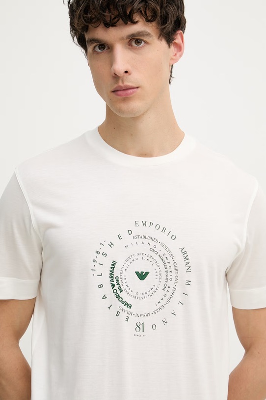 Emporio Armani t-shirt męski z lyocellu beżowy EM004995.AF13747