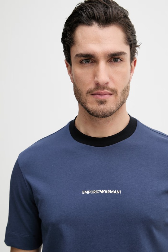 Bombažna kratka majica Emporio Armani mornarsko modra EM005257.AF13715