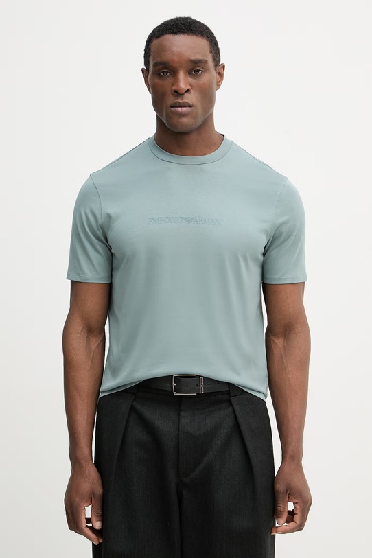 Bavlnené tričko Emporio Armani potlač zelená EM004583.AF13669