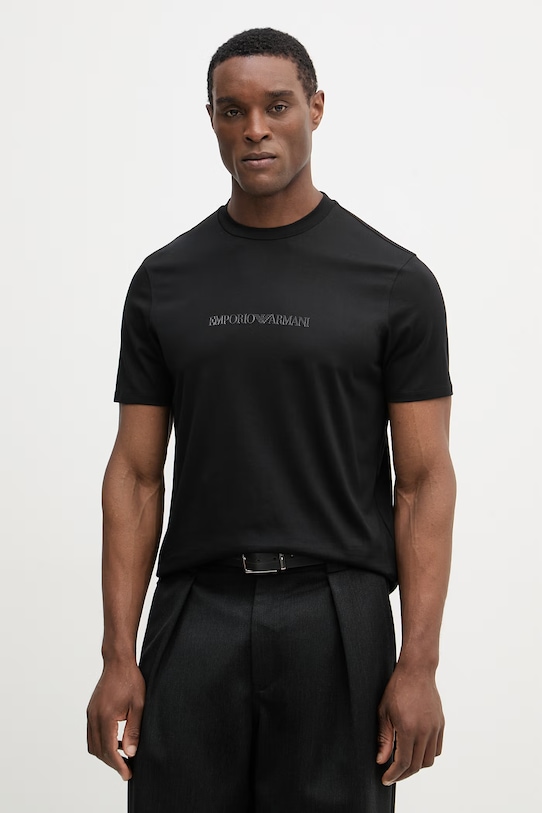 Bavlnené tričko Emporio Armani potlač čierna EM004583.AF13669