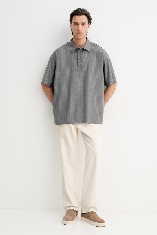 American Vintage polo MYRO07A szary SS26