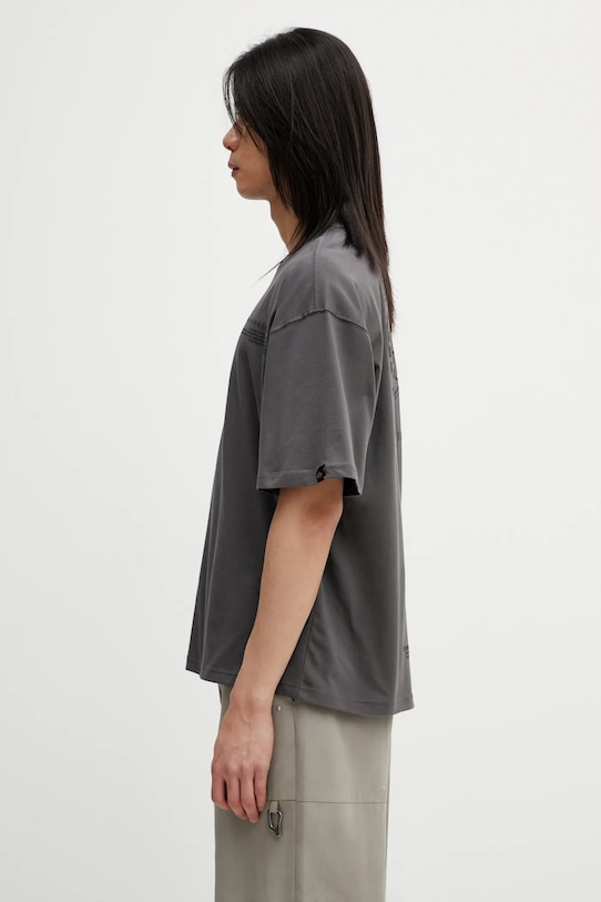 Alpha Industries t-shirt bawełniany World Logo Backprint 258514 szary SS26