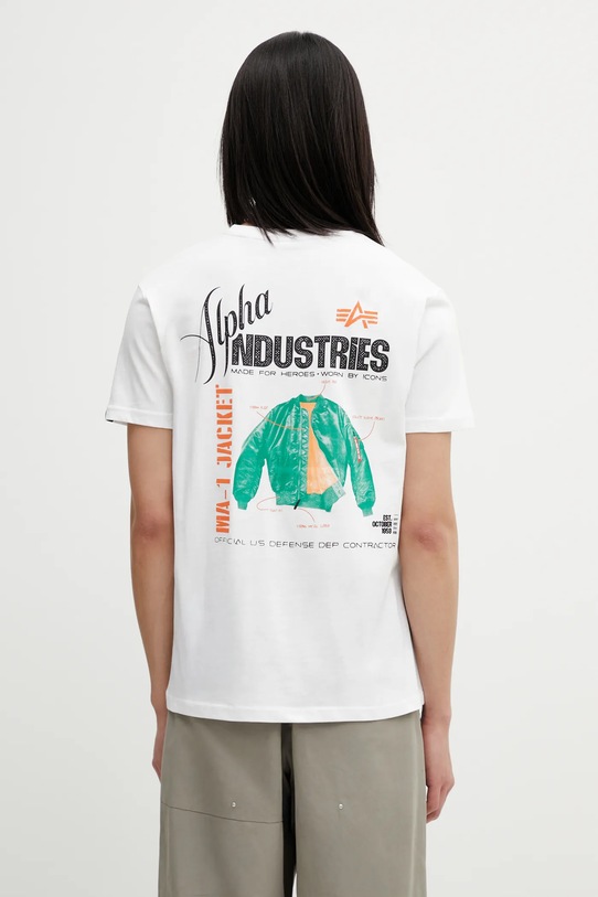 Alpha Industries t-shirt bawełniany Heritage Backprint nadruk biały 266521