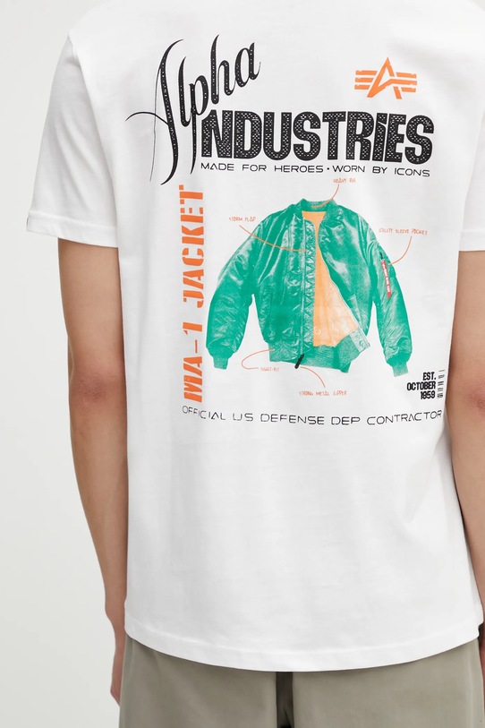 Alpha Industries t-shirt bawełniany Heritage Backprint biały 266521
