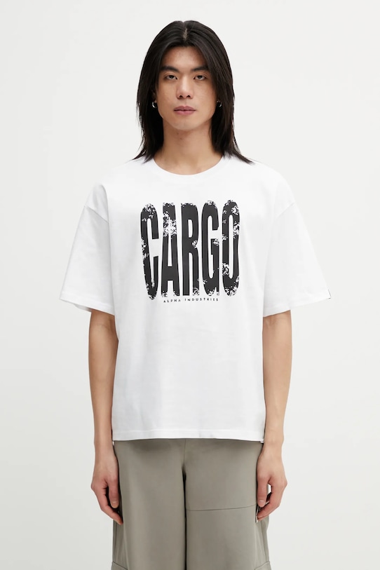 Alpha Industries t-shirt bawełniany Cargo Print nadruk biały 266544