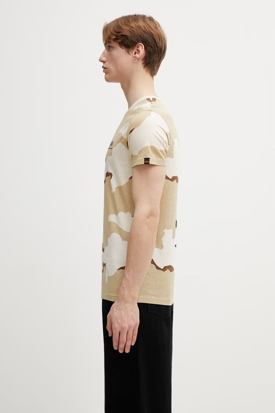 Alpha Industries t-shirt bawełniany Backprint 128507C beżowy SS26
