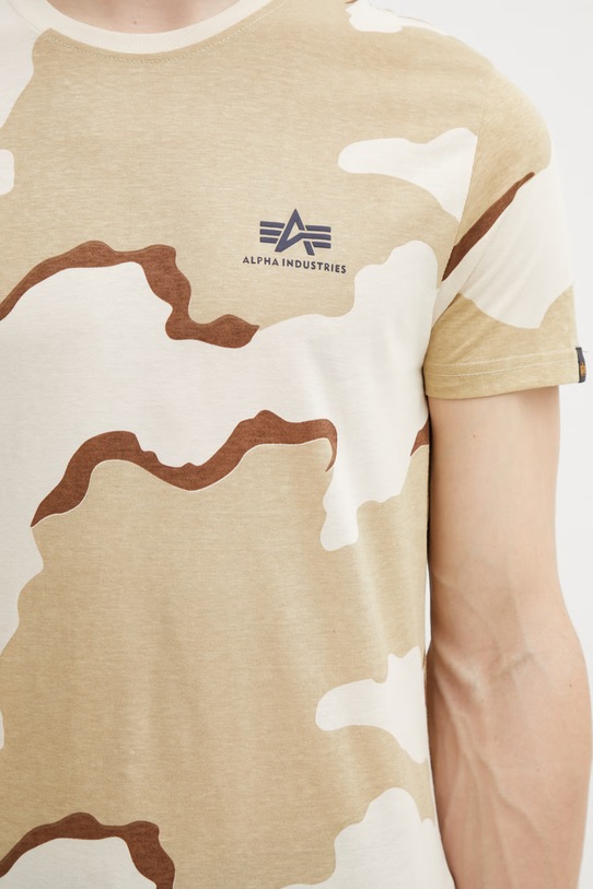 Alpha Industries t-shirt bawełniany Backprint beżowy 128507C