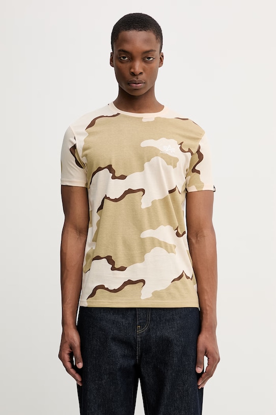 Alpha Industries Basic Small Logo t-shirt bawełniany męski beżowy 188505C