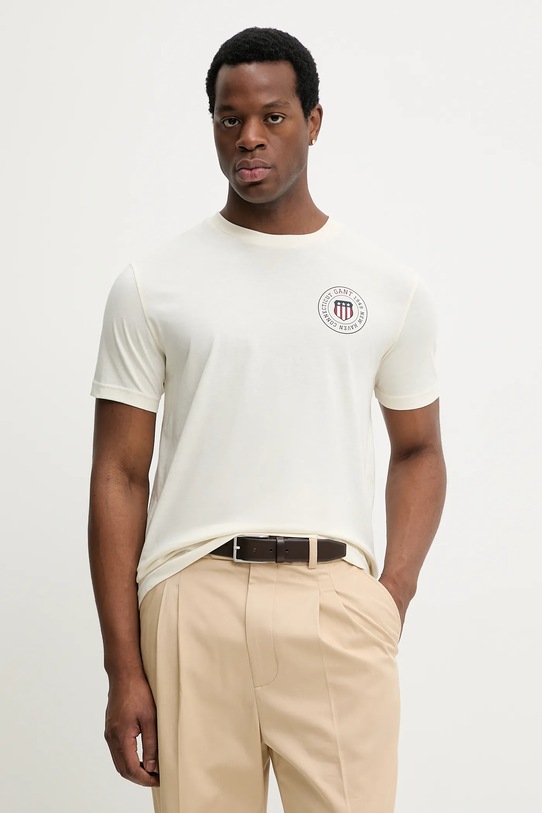 Gant t-shirt bawełniany nadruk beżowy 2003391