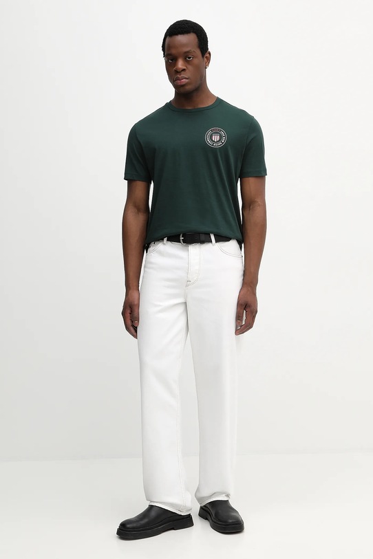 Памучна тениска Gant 2003391 зелен SS26