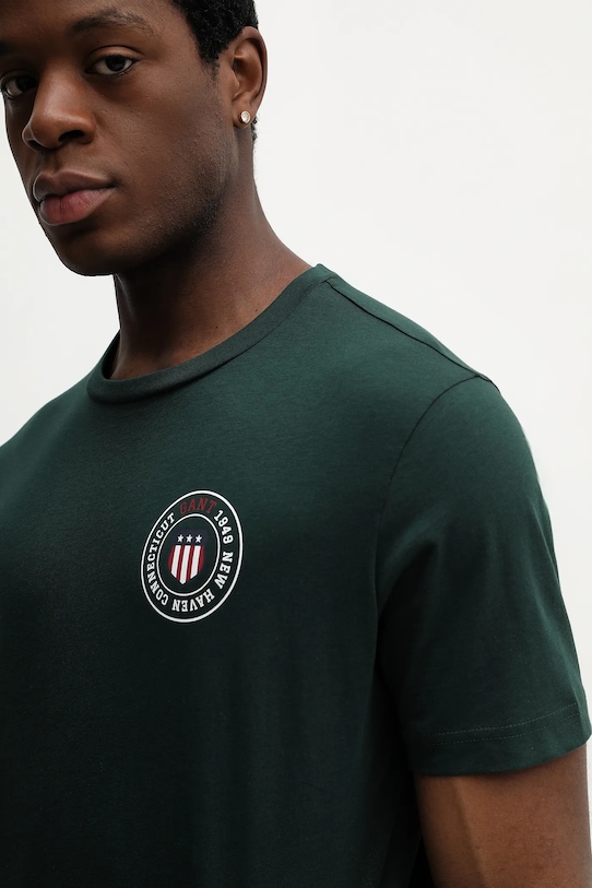 Памучна тениска Gant зелен 2003391