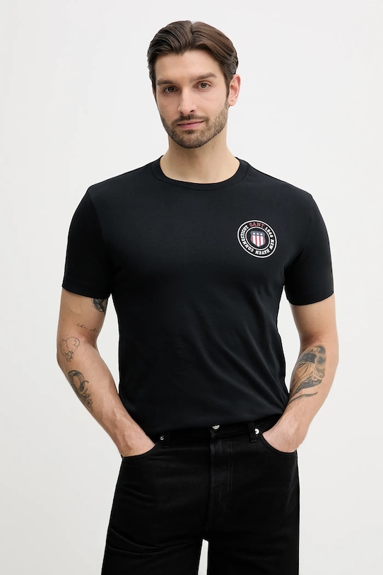 Gant t-shirt bawełniany nadruk czarny 2003391