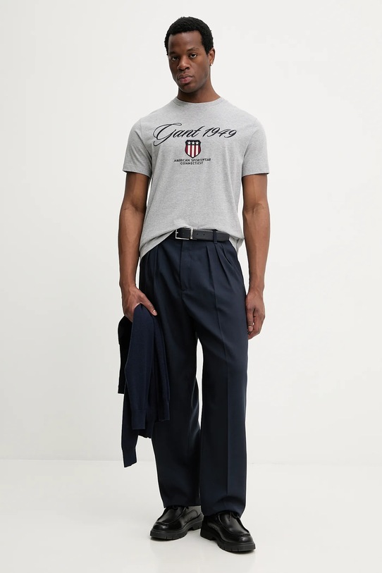 Gant t-shirt bawełniany 2003370 szary SS26