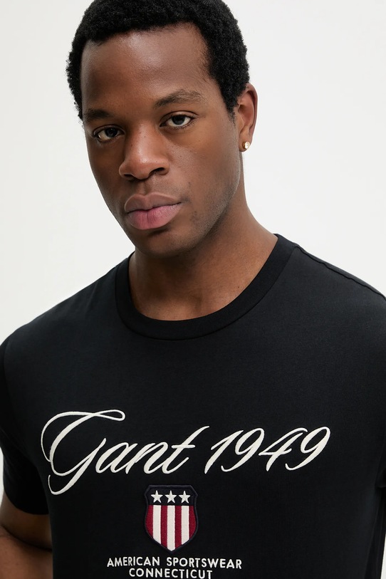 Gant t-shirt bawełniany czarny 2003370