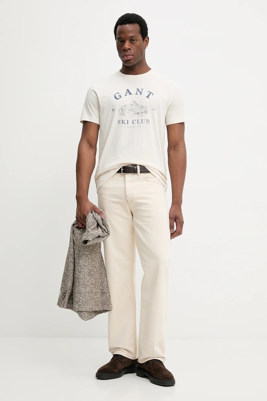 Gant t-shirt bawełniany 2003388 beżowy SS26