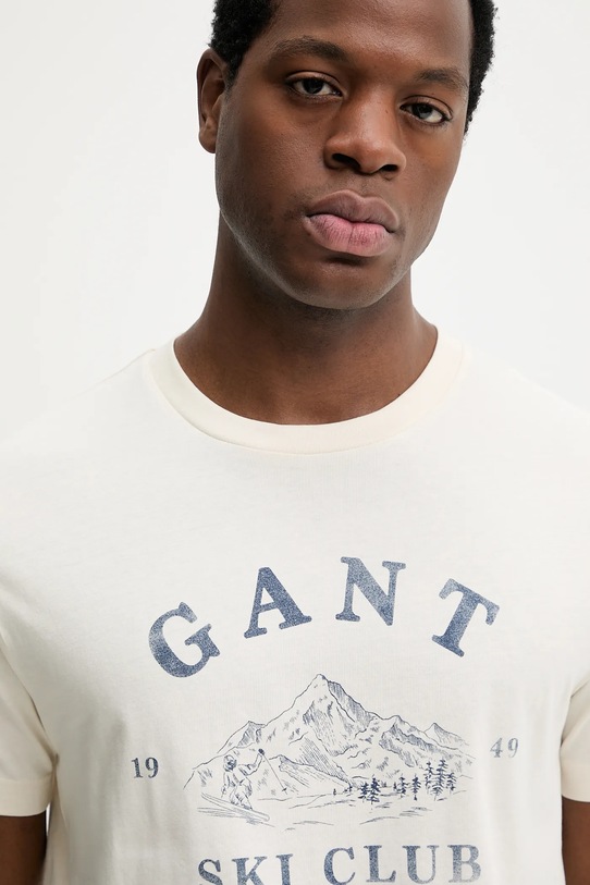 Gant t-shirt bawełniany beżowy 2003388