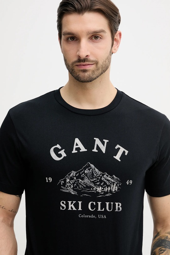 Gant t-shirt bawełniany czarny 2003388