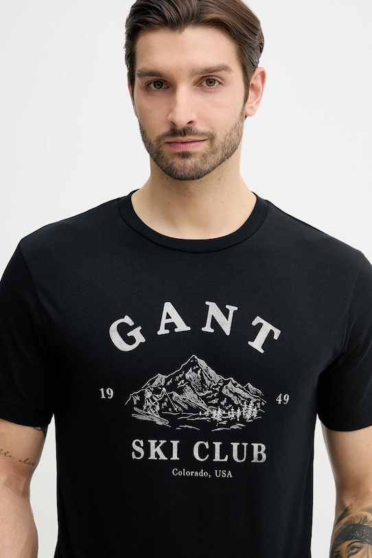 Gant t-shirt bawełniany czarny 2003388