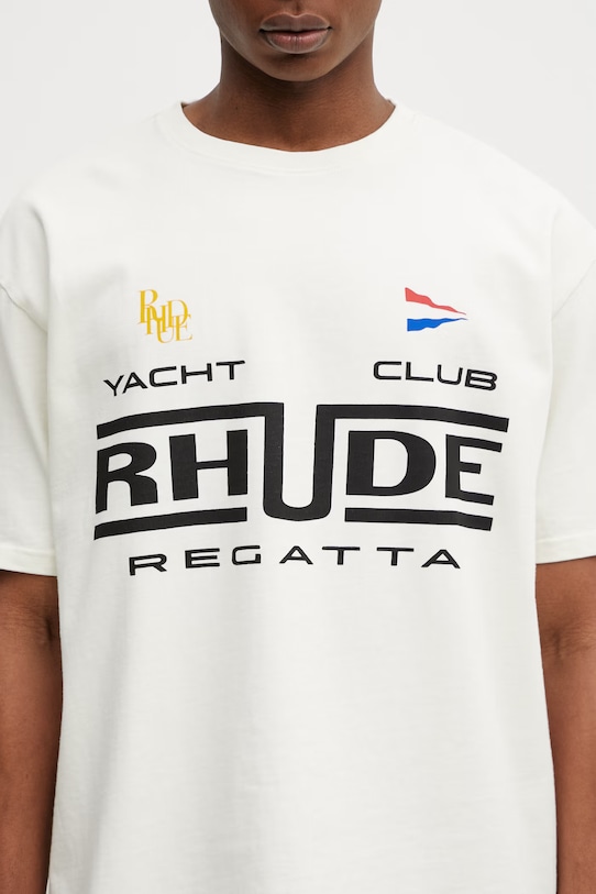 RHUDE t-shirt bawełniany Regatta Club beżowy RHPS26TT05012