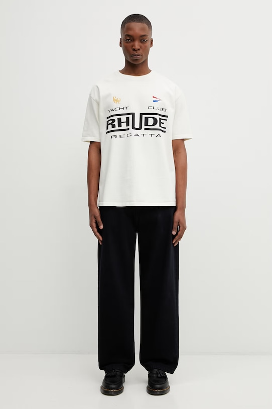 RHUDE t-shirt bawełniany Regatta Club RHPS26TT05012 beżowy