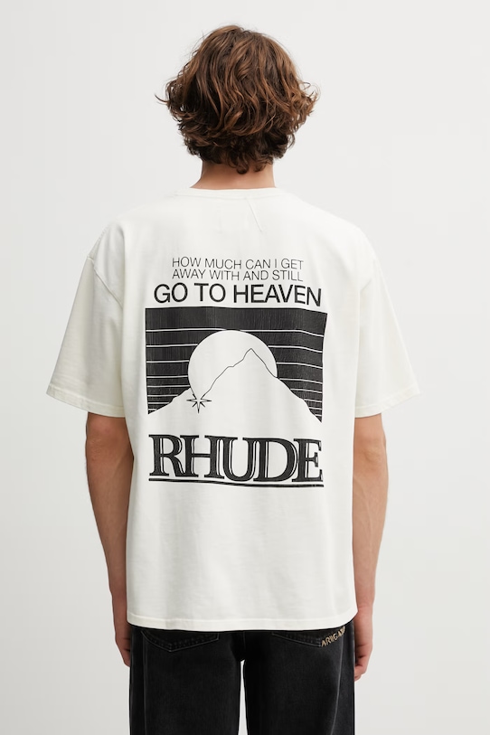 RHUDE tricou din bumbac Moonlight Pack print bej RHPS26TT07012