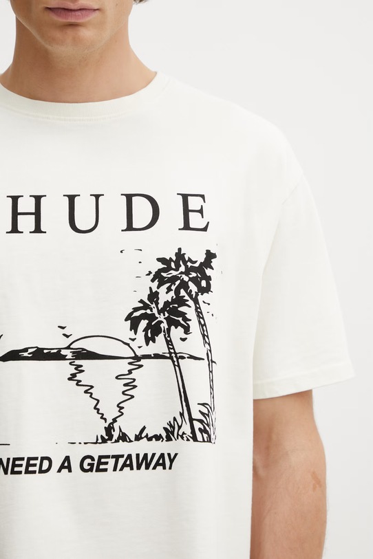 RHUDE t-shirt bawełniany I Need A Getaway beżowy RHPS26TT09012