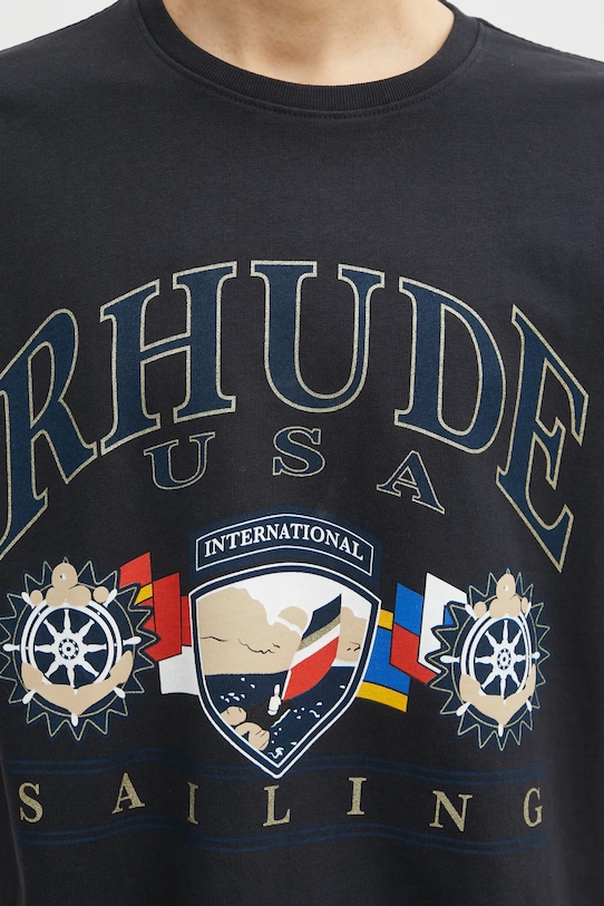 Bavlněné tričko RHUDE USA Sailing Icon černá RHPS26TT10012