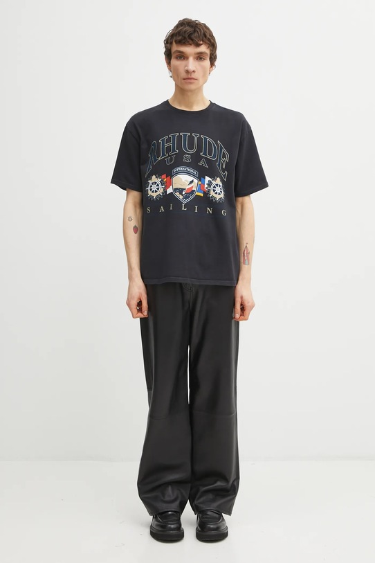 Bavlněné tričko RHUDE USA Sailing Icon RHPS26TT10012 černá