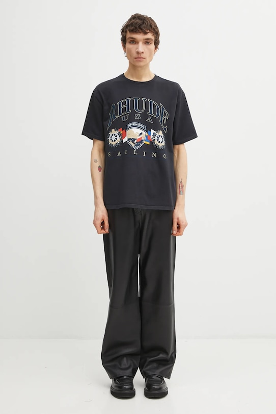 Bavlněné tričko RHUDE USA Sailing Icon RHPS26TT10012 černá