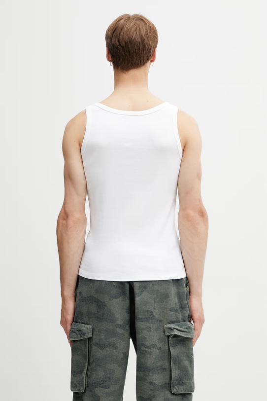 Odzież RHUDE Logo Ribbed Tank Top top bawełniany męski RHSS26TA01361 biały