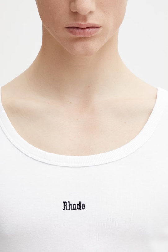 RHUDE Logo Ribbed Tank Top cotton men's white RHSS26TA01361