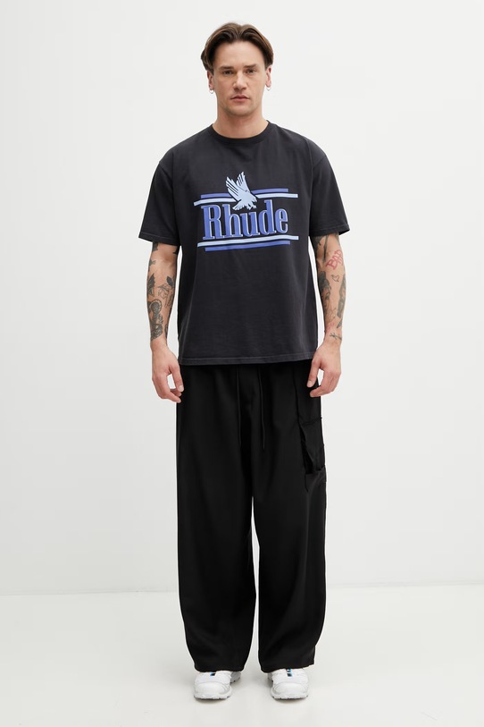 RHUDE Rossa T-shirt męski bawełniany RHSS26TT01012 czarny