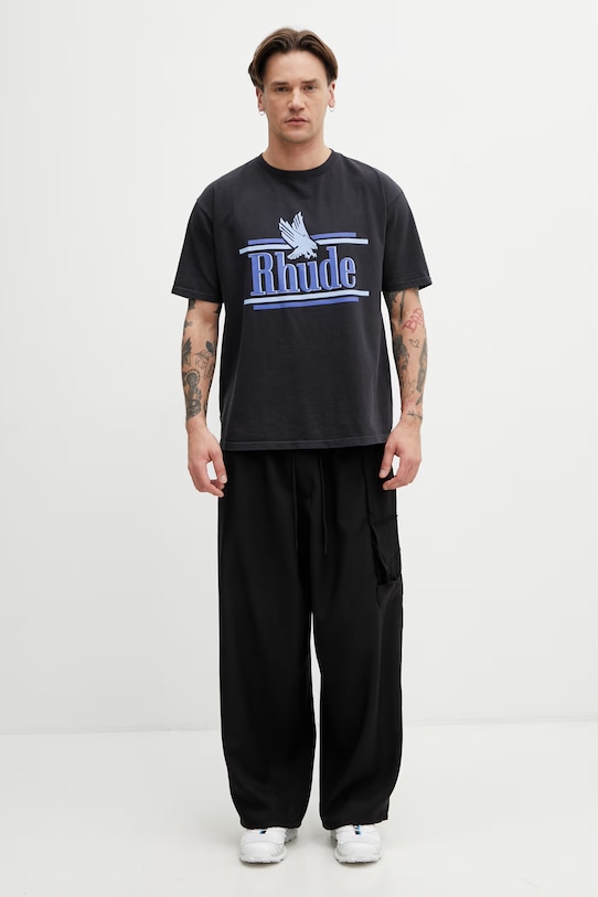 RHUDE Rossa T-shirt męski bawełniany RHSS26TT01012 czarny